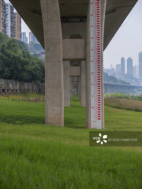 高架桥下面的绿色草地图片素材