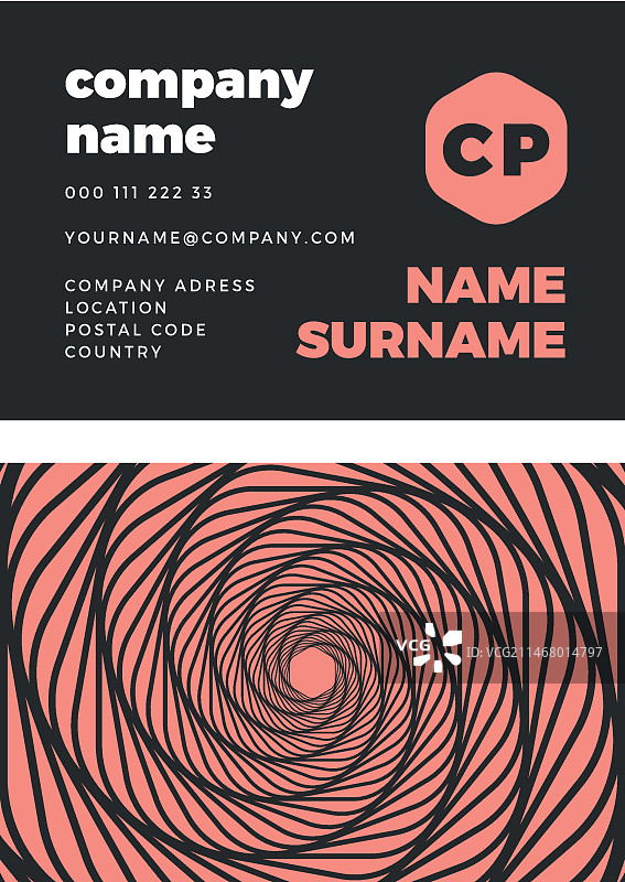 黑粉色扭曲漩涡名片图片素材