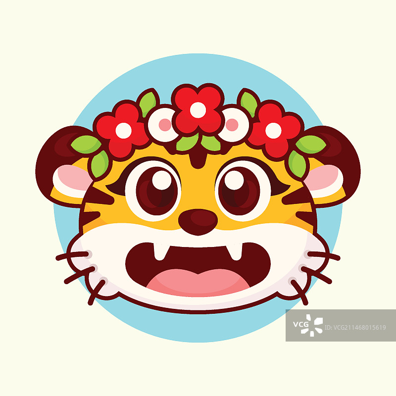 手绘老虎头像插画图片素材
