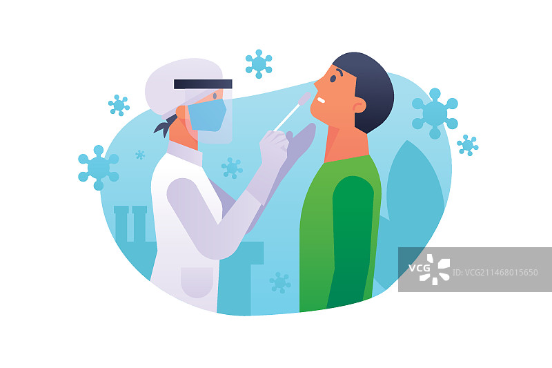 医生进行鼻拭子检测图片素材