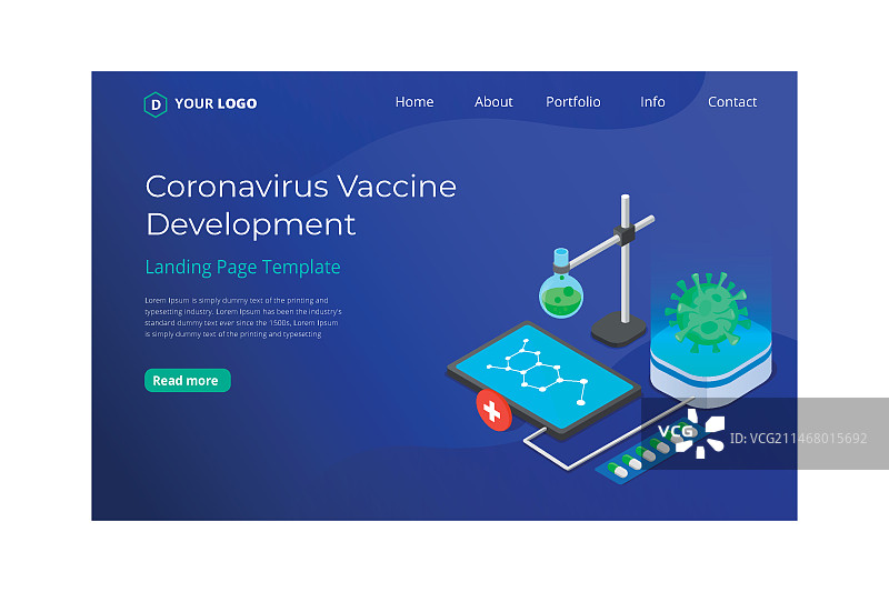 2.5D新冠病毒疫苗开发着陆页图片素材