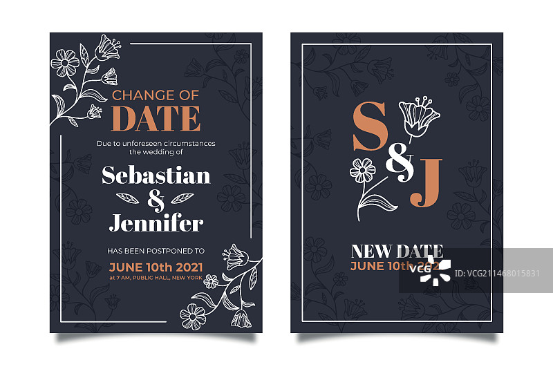 手绘的婚礼延期卡片图片素材