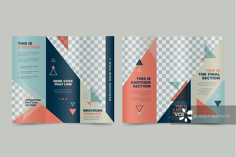 带照片的抽象三折宣传册模板图片素材