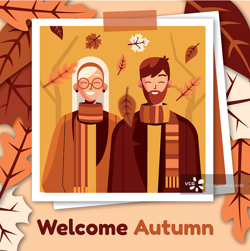 扁平秋季插画图片素材