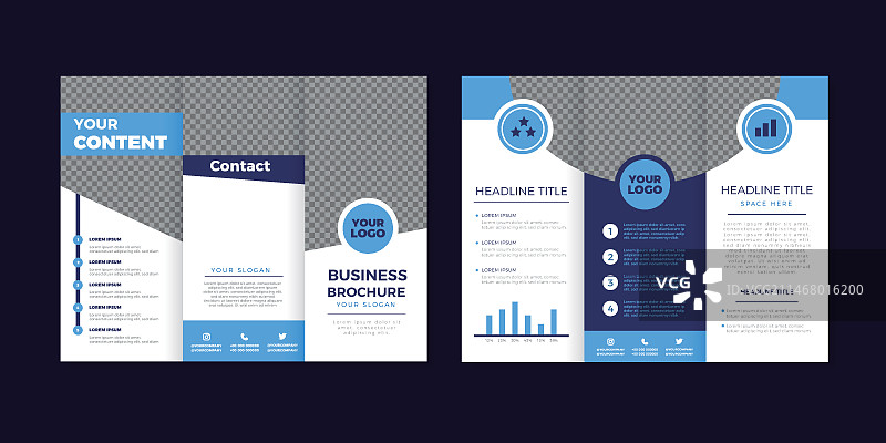 带照片的抽象三折宣传册模板图片素材