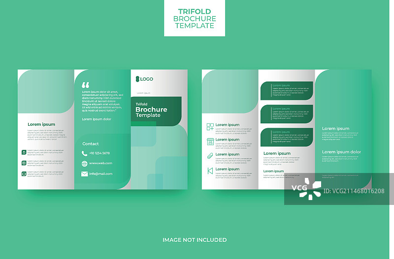 带照片的抽象三折宣传册模板图片素材