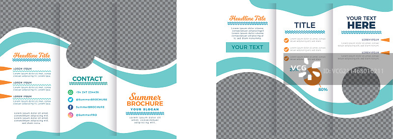带照片的抽象三折宣传册模板图片素材