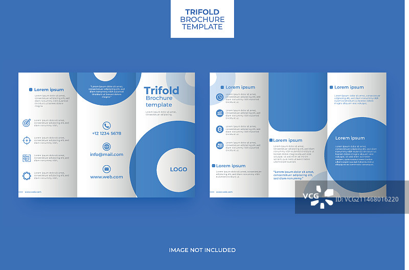 带照片的抽象三折宣传册模板图片素材