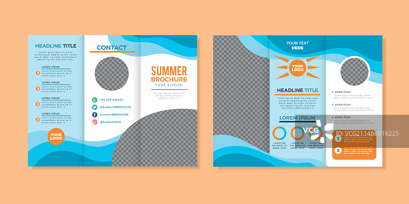 带照片的抽象三折宣传册模板图片素材