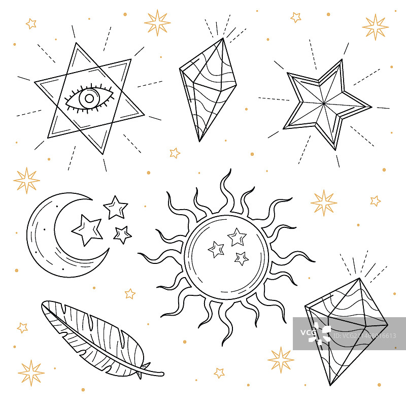 手绘深奥元素图片素材