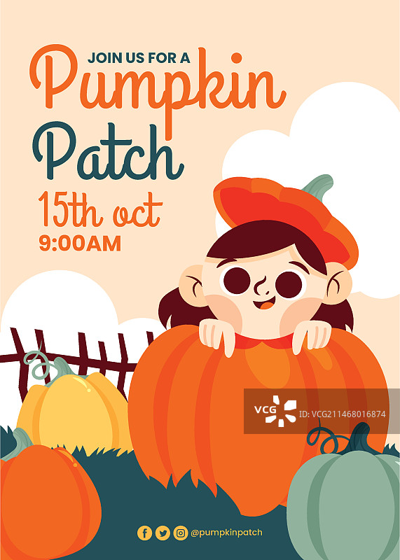 手绘南瓜田海报设计图片素材