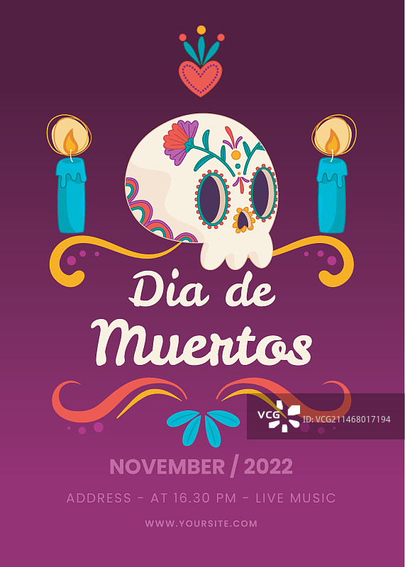 亡灵节手绘竖版海报模板图片素材