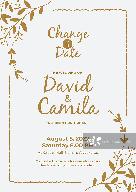 延期婚礼请柬模板图片素材