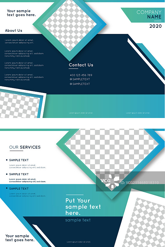 带照片的抽象三折宣传册模板图片素材