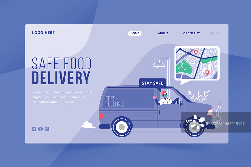 安全食品配送着陆页图片素材