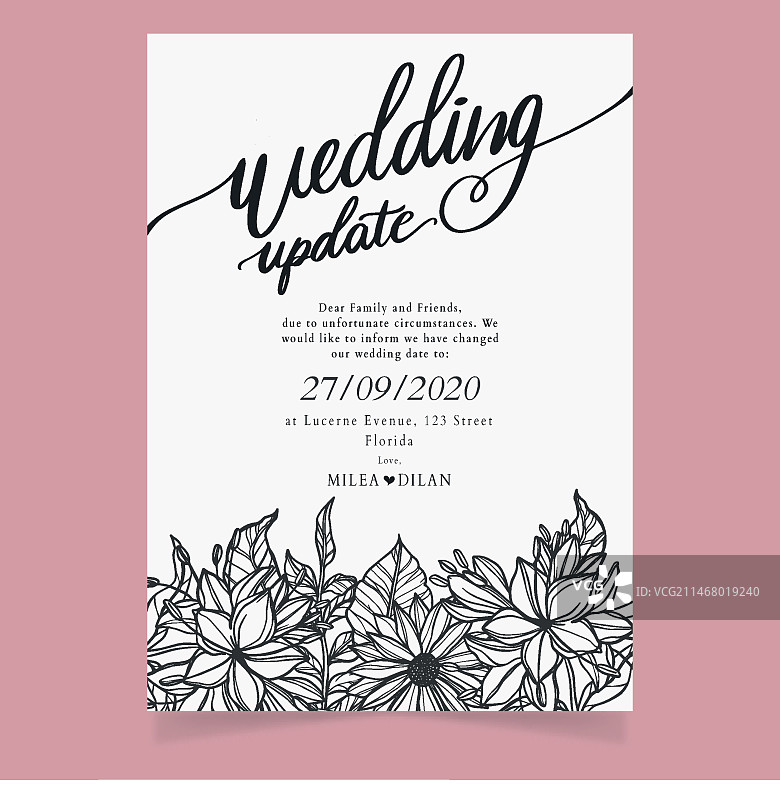 手绘的婚礼延期卡片图片素材