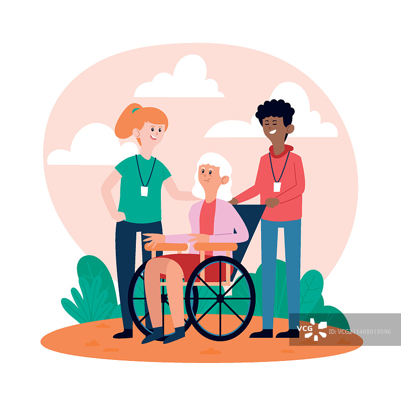 志愿者帮助老年人图片素材