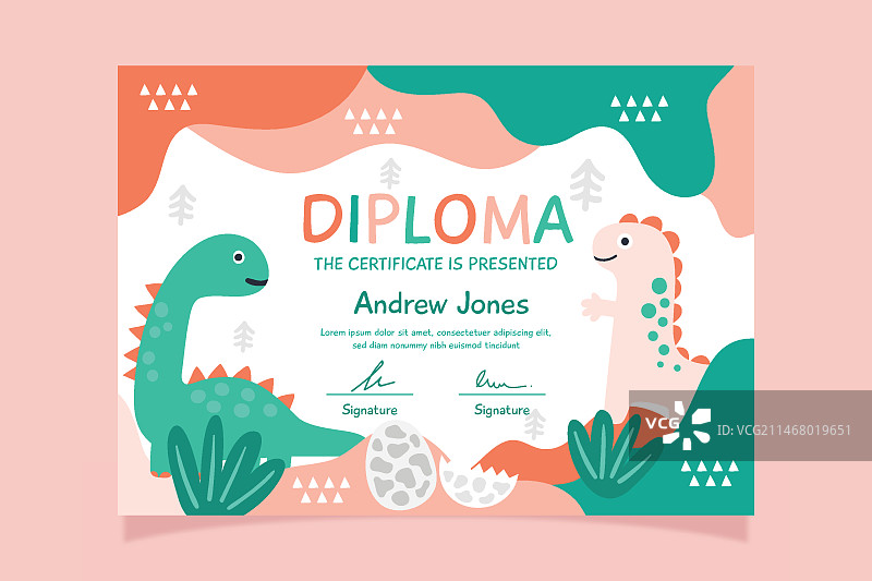 儿童主题文凭模板图片素材