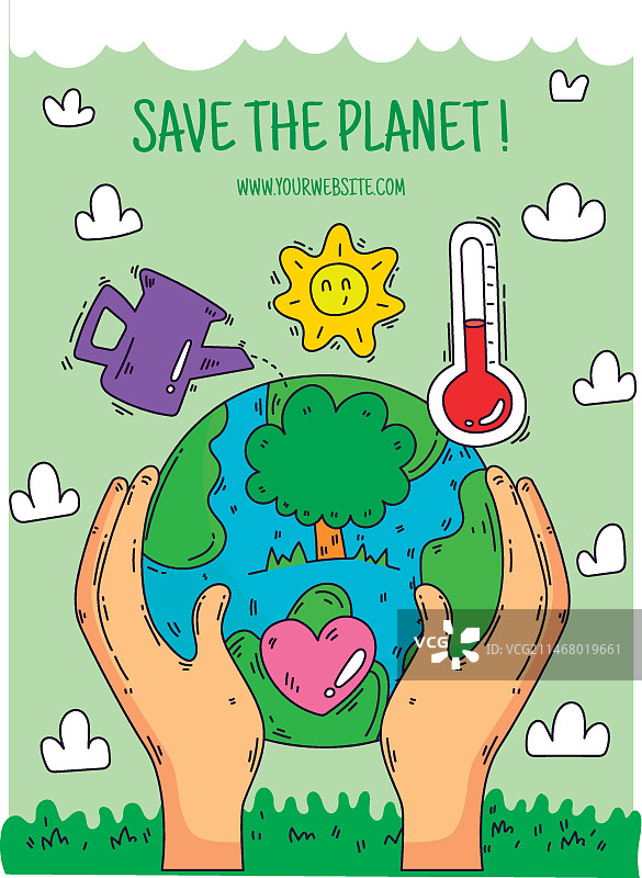 手绘气候变化宣传单图片素材
