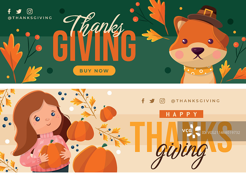 感恩节横幅扁平设计图片素材