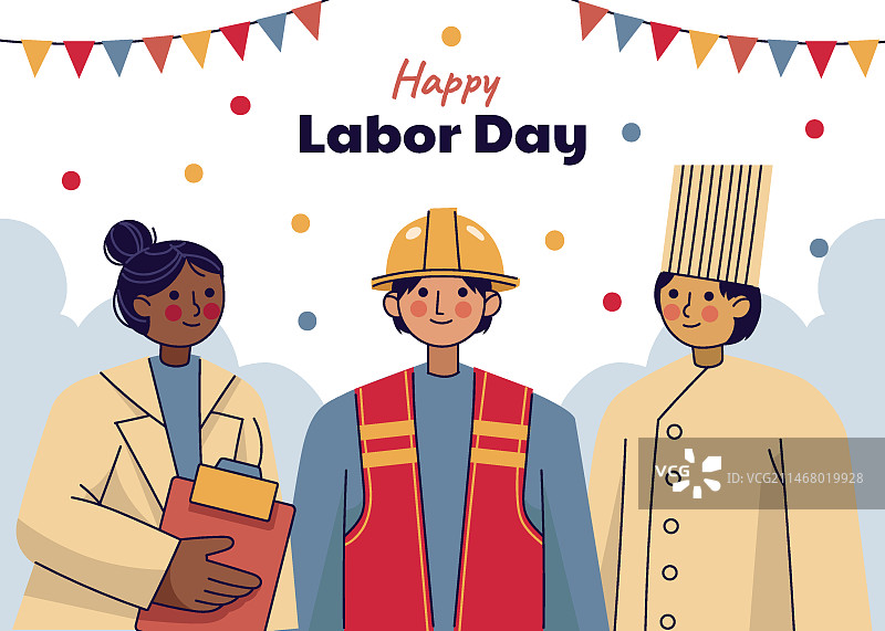 手绘劳动节插画图片素材