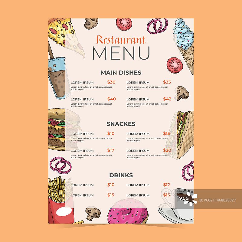 快餐菜单模板图片素材