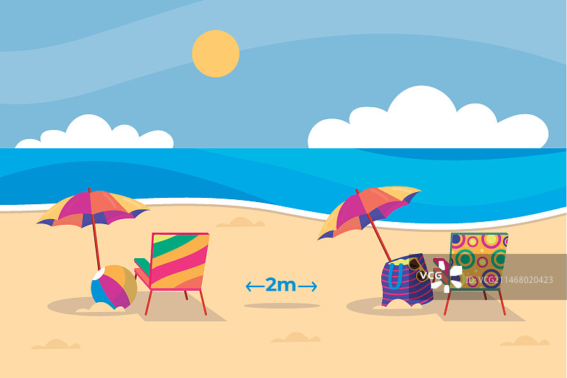 保持社交距离的海滩遮阳伞图片素材