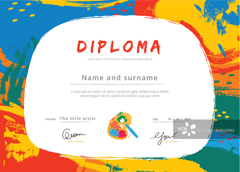 儿童彩色毕业证书模板图片素材