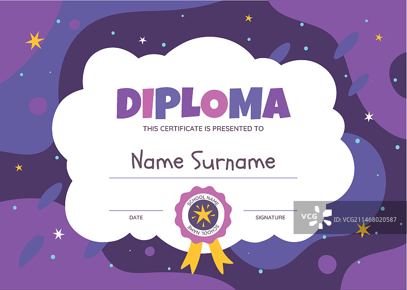 儿童创意毕业证书模板图片素材