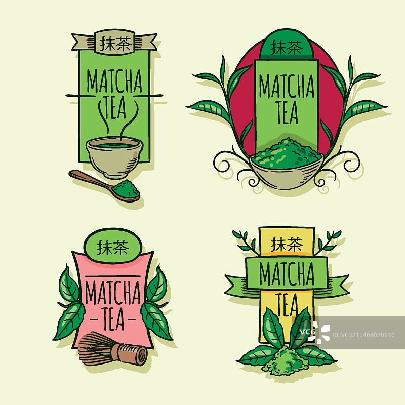 抹茶茶徽章合集图片素材