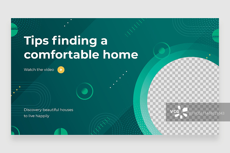 扁平风格几何房地产YouTube缩略图图片素材