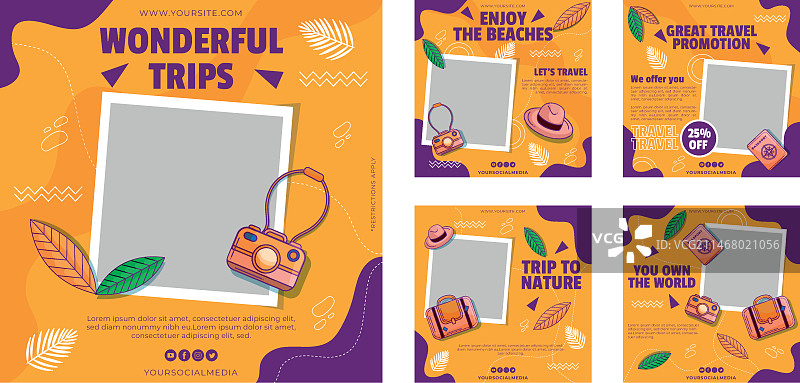 手绘旅行Instagram帖子图片素材