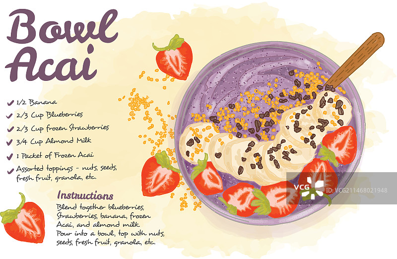 巴西莓碗食谱概念图片素材