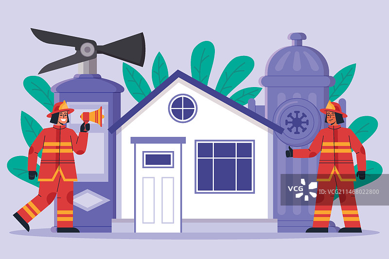 手绘消防安全插画图片素材