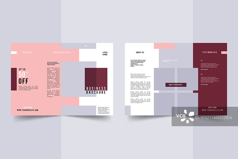 带照片的简约三折宣传册模板图片素材