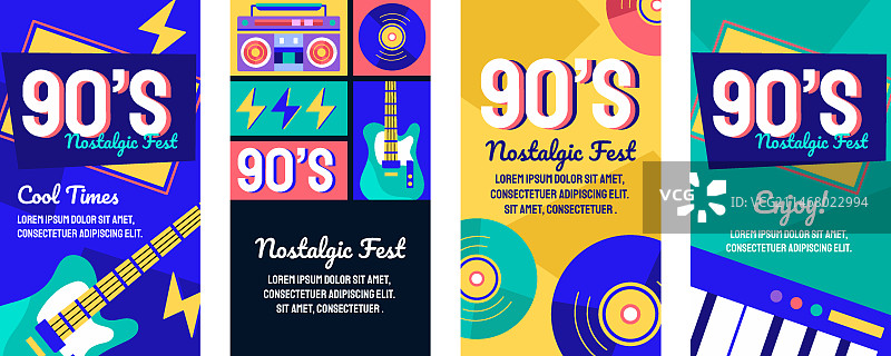 扁平风格90年代音乐节Instagram快拍图片素材