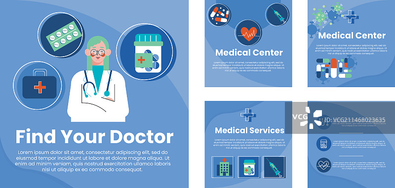 扁平风格医疗设计 IG帖子图片素材
