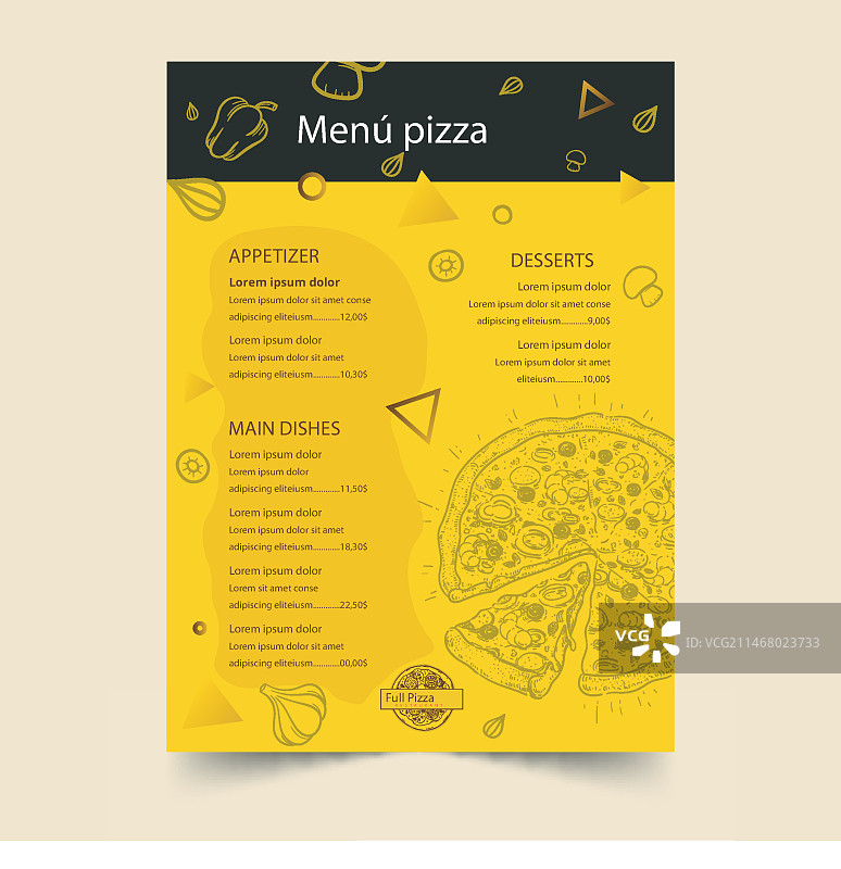 披萨餐厅菜单模板图片素材