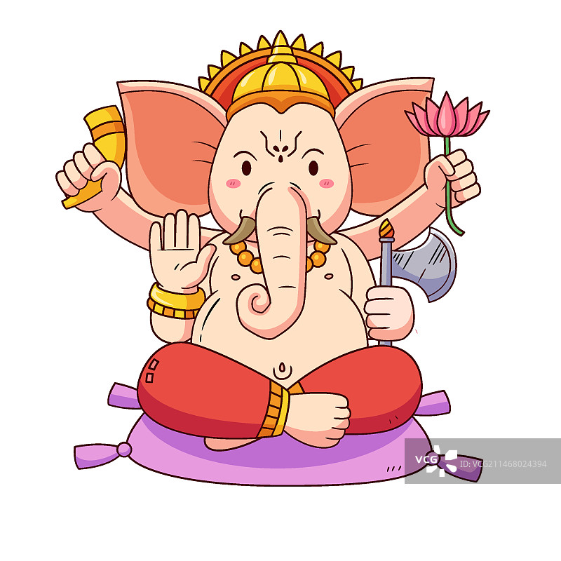 手绘象头神节图片素材