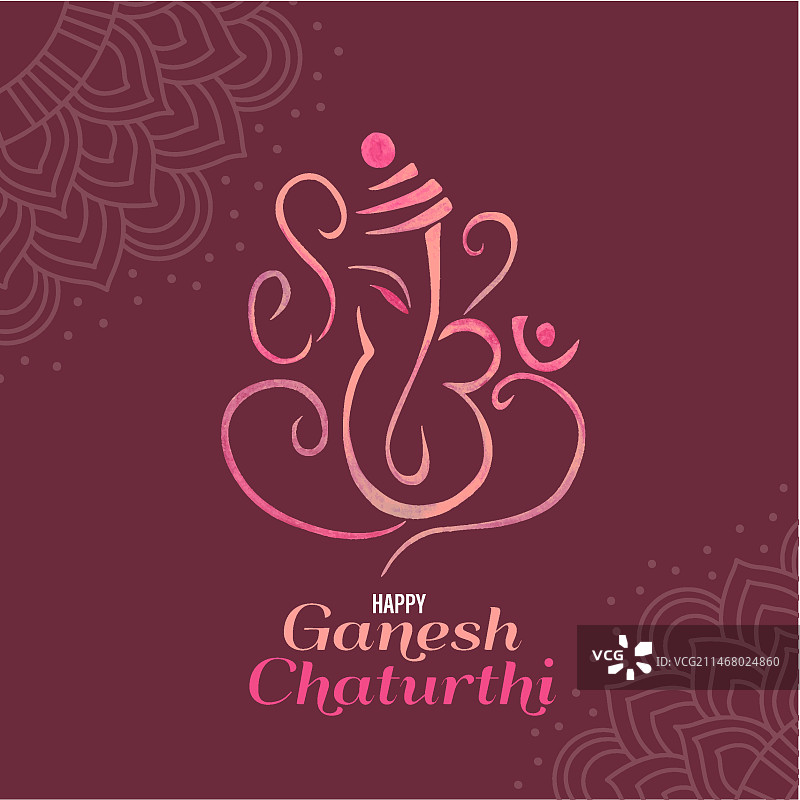 水彩象头神节主题图片素材