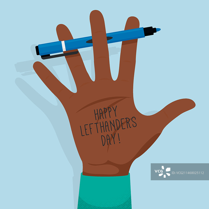 世界左撇子日与手和笔图片素材