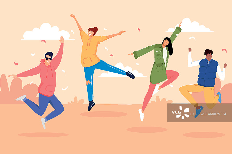 青年节与跳跃的人群图片素材