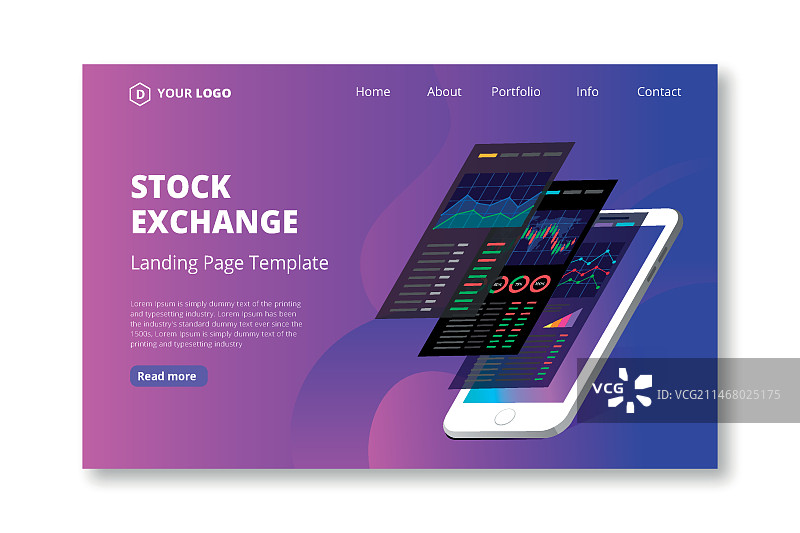 证券交易所应用程序着陆页图片素材