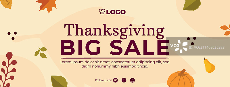 扁平风格感恩节社交媒体封面模板图片素材