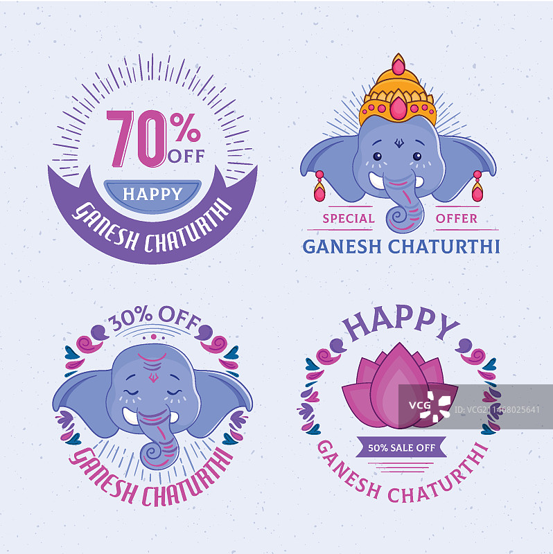 象头神节促销徽章图片素材