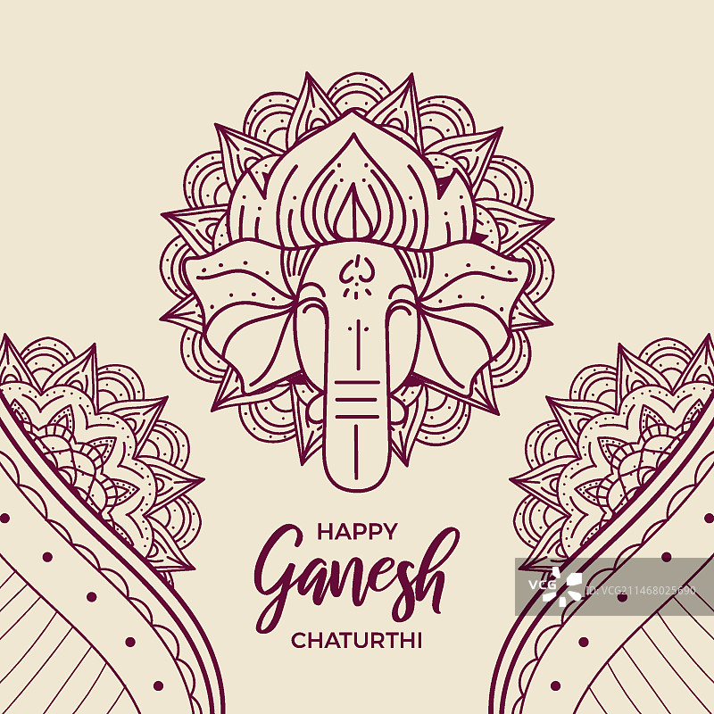 扁平风格象头神节图片素材