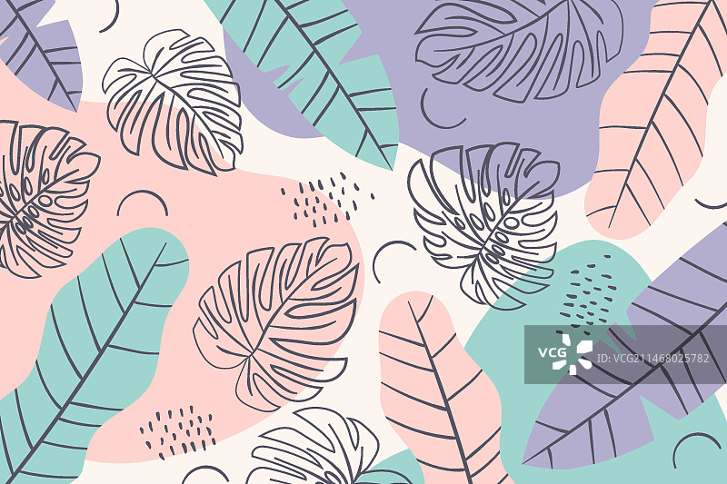 夏季图案背景极简彩色叶子图片素材