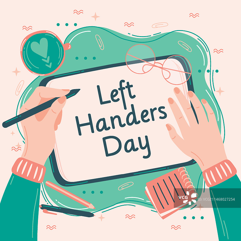 世界左撇子日与书写者图片素材