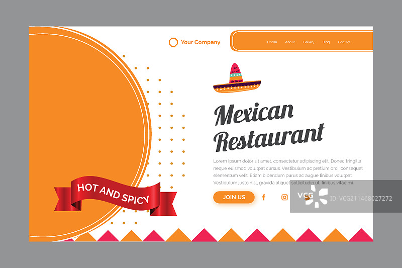 墨西哥餐厅着陆页模板图片素材