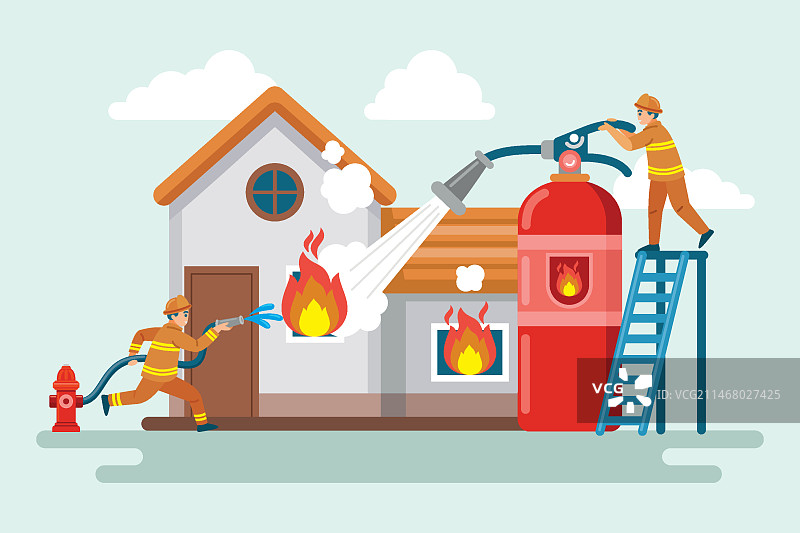 扁平风格的防火插画图片素材